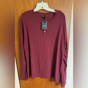 NWT men’s long sleeve polo size XL from Two Blind Brothers, color is burgundy